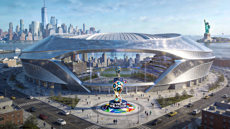 2026世界杯美国纽约新建设足球场馆外部结构现代设计全景